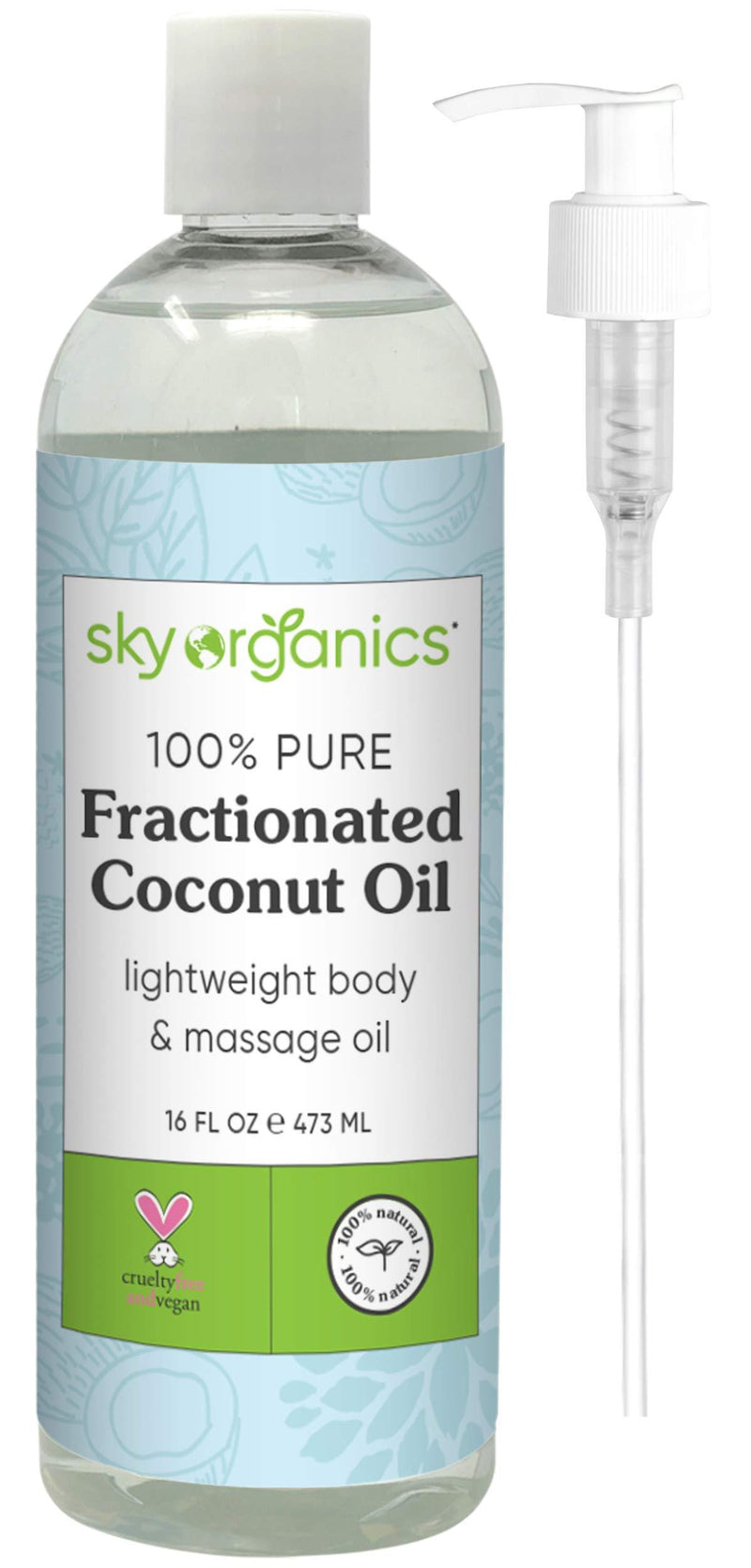 Fractionated Coconut Oil by Sky Organics (16 oz) Natural Fractionated Coconut Oil MCT Oil Moisturizing Coconut Carrier Oil Body Oil Coconut Makeup Remover Coconut Oil for Hair Skin DIY Fragrance Free 16 Fl Oz (Pack of 1) - BeesActive Australia