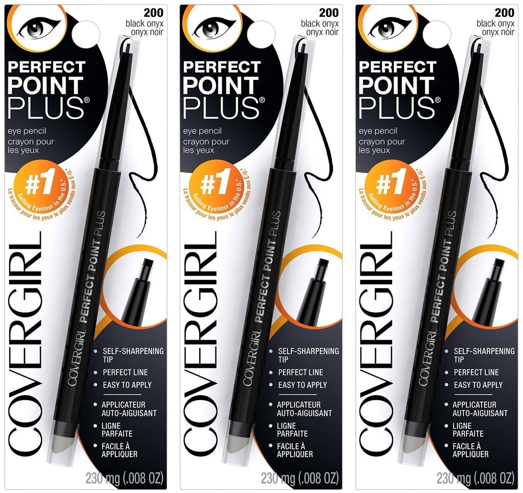 CoverGirl Perfect Point Plus Eye Pencil - 200 Black Onyx - Net Wt. .008 (230 mg) Each - Pack of 3 Eye Pencils 0.008 Ounce (Pack of 3) - BeesActive Australia