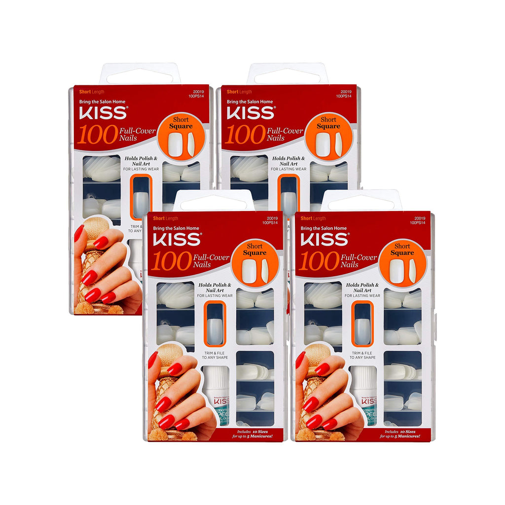 Kiss Products 100 Full Cover Nails, Short Square (4 PACK) - BeesActive Australia