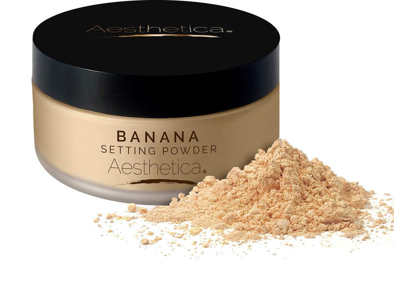 Aesthetica Banana Loose Setting Powder - Flash Friendly Superior Matte Finish Highlighter & Finishing Powder - Includes Velour Puff - BeesActive Australia