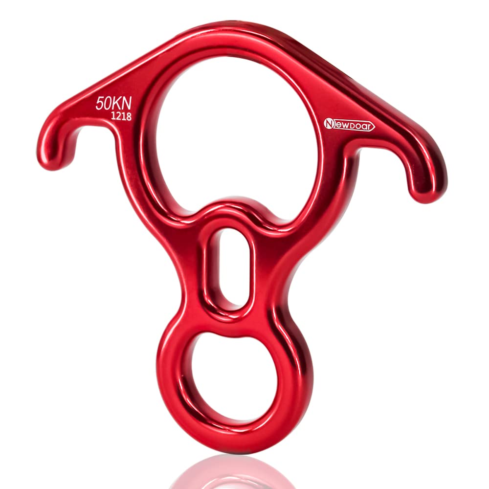 NewDoar 50KN 11000 LBF Rescue Figure,8 Descender Large Bent-Ear Belaying and Rappelling Gear Belay Device for Rock Climbing, Aerial Dance,Ziplining and Peak Rescue 7075 Aluminum Alloy red - BeesActive Australia
