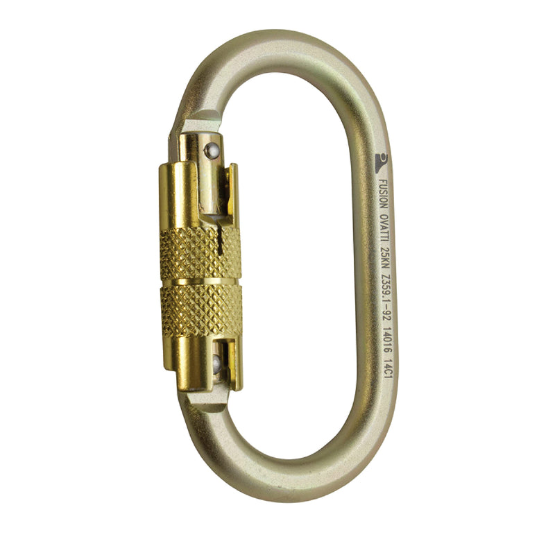 Fusion Climb Ovatti Steel Auto Lock Oval-Shaped Carabineer, Gold - BeesActive Australia