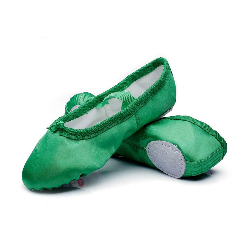 [AUSTRALIA] - MSMAX Girls Ballet Shoes Satin Performa Dance Slippers for Kids (Toddler/Little Kid/Big Kid) 10 Toddler Green 