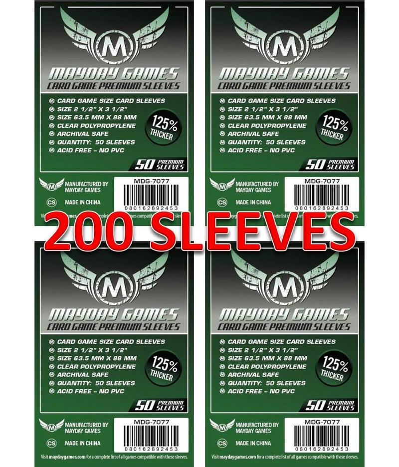 Mayday Games 7077 Clear Premium Card Sleeves 63.5x88 mm (4x50 Pack, 200 sleeves) - BeesActive Australia