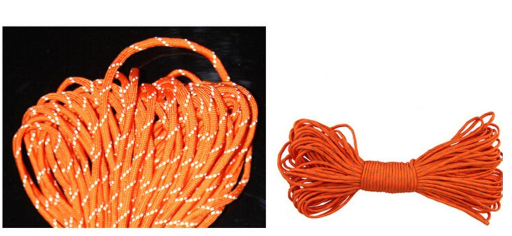 [AUSTRALIA] - SWONVI 4 MM Orange Reflective Cord 100 Feet Long Tent Guyline Rope for Tent Camping Hiking with Carry Pouch 