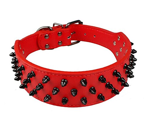 Benala 2" Black Leather Dog Collars Cool Spiked Studded Pet Dog Collar for Medium Large Dogs Pitbulls Mastiff Bully - BeesActive Australia