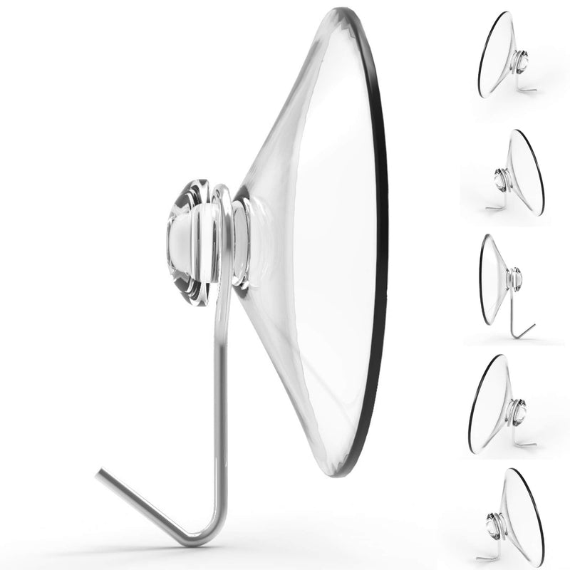 Suction Cup Hooks, Set of 6, 2" Clear Heavy Duty Cups W/ Stainless Hook, Best for Shower, Bathroom, Kitchen, & Windows - Super Strong Pads Makes Them Perfect for Outdoor Use On Wreaths & Bird Feeders - BeesActive Australia