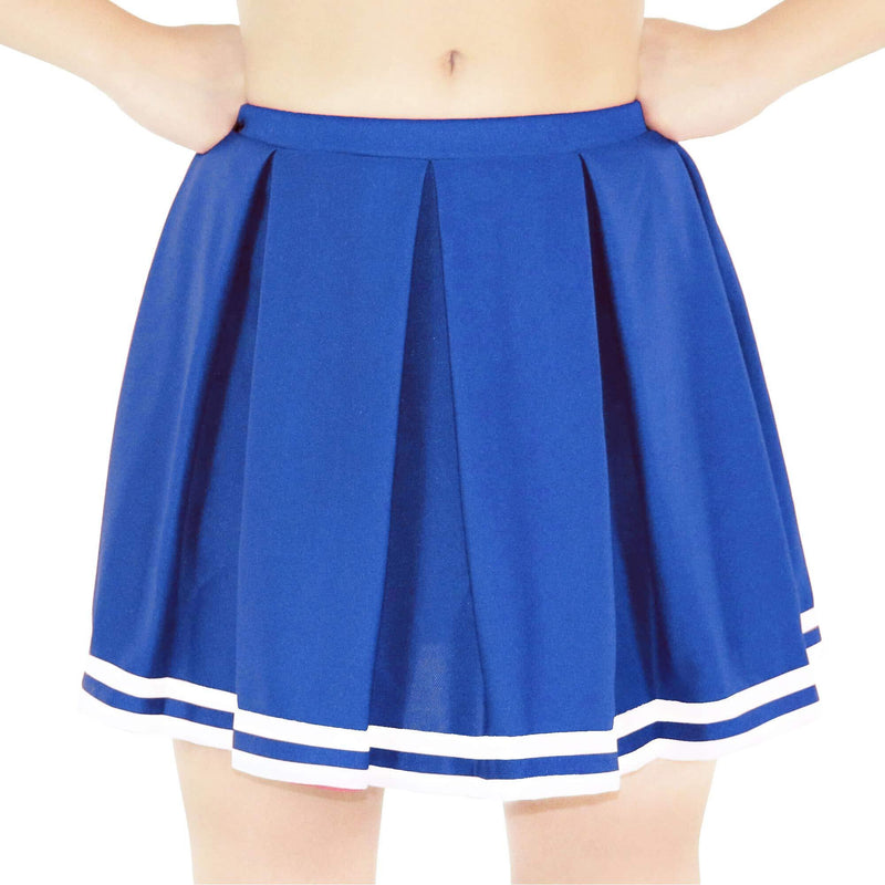 [AUSTRALIA] - Danzcue Child Knit Pleat Cheerlearding Uniform Skirt, Royal-White, Medium 