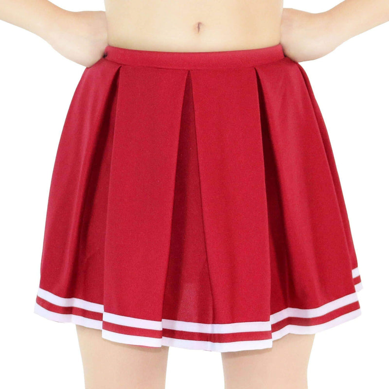 [AUSTRALIA] - Danzcue Child Knit Pleat Cheerlearding Uniform Skirt, Scarlet-White, X-Small 