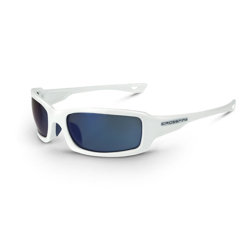 [AUSTRALIA] - Crossfire Safety Glasses White Frame Blue Mirror Lens 