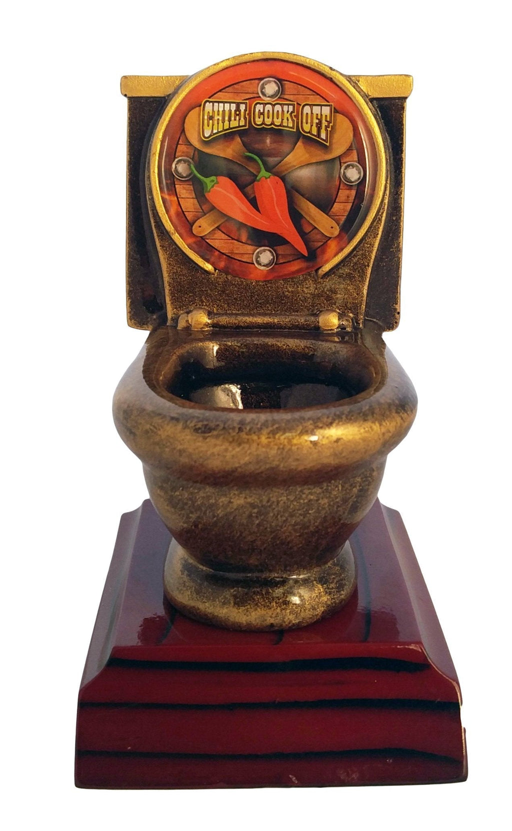 Decade Awards Chili Cook-Off Toilet Bowl Trophy, Gold - Chili Competition Last Place Award - 5 Inch Tall - Engraved Plate on Request - BeesActive Australia