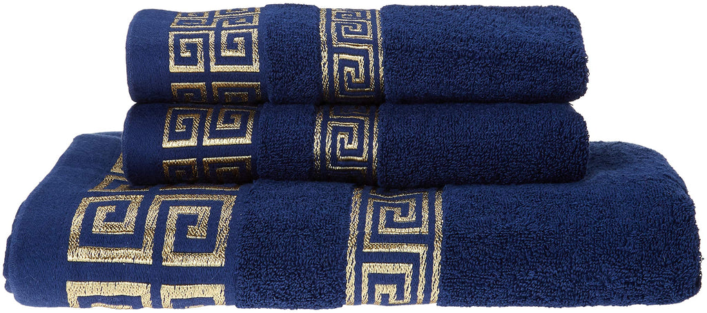 100% Cotton Highly Absorbent Embroidered Towels 3-Piece Towel Set Hotel Bath Towel, 1 Bath Towels, 2 Hand Towels Extra Thick Beach Bath Towels (Blue) Blue - BeesActive Australia