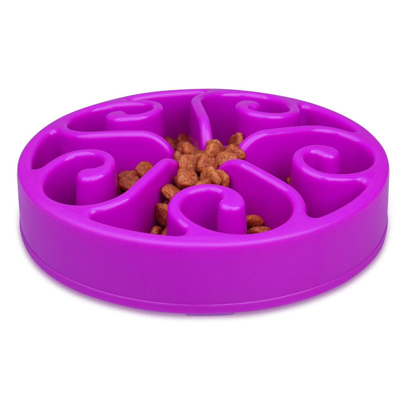 wangstar Slow Pet Bowl Slow Feeder for Dog Cats, Bloat Stop Puzzle Bowl Fun Maze Feeder Slow Feeding Anti-Skid Design M: 8''x1.9'' Purple - BeesActive Australia