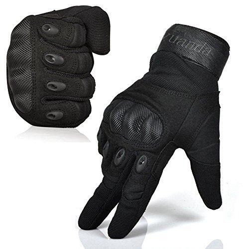 [AUSTRALIA] - Fuyuanda Tactical Gloves Men`s Outdoor Full Finger Hard Knuckle Motorcycle Glove for Military Army Sporting Shooting Paintball Hunting Driving Riding Cycling Airsoft Black Large 