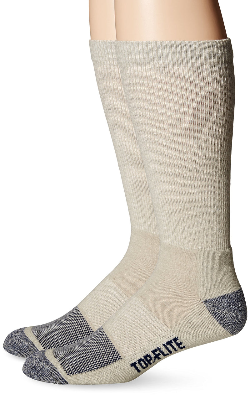 Top Flite Men's Sport Half Cushion Crew Ultra Dri Socks 2 Pair Pack Shoe Size: 9-13 Khaki - BeesActive Australia