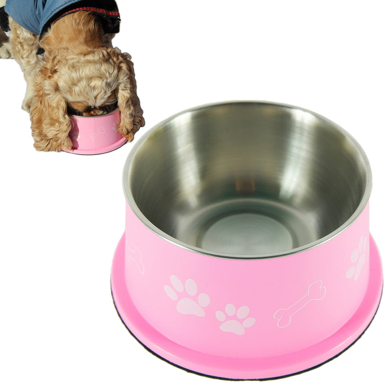 PETish Spaniel Bowl for Long Ear Dog - Ergonomic Personalized Custom Design Bowls, NO Tip Stainless Dish Medium ( 17oz - 6.3 x 5.3 x 3.0inch ) Candy Pink - BeesActive Australia