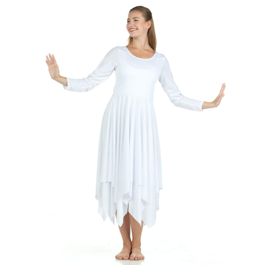 [AUSTRALIA] - Danzcue Womens Celebration of Spirit Long Sleeve Dance Dress Small-Medium White 