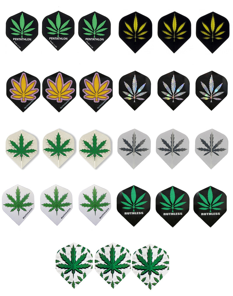 [AUSTRALIA] - Poly Metronic 6 Sets (18 Pieces) of Pot Leaf Marijuana Standard Size Dart Flights - Assorted Designs 
