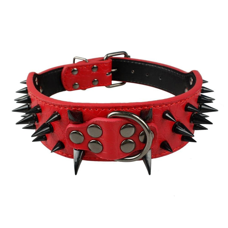 Benala Pet Dog Collar Adjustable Harness Spiked Studded Faux Leather Punk Rivet Dog Collar Pu Sharp Spikes Dog Supplies,Red,XS - BeesActive Australia