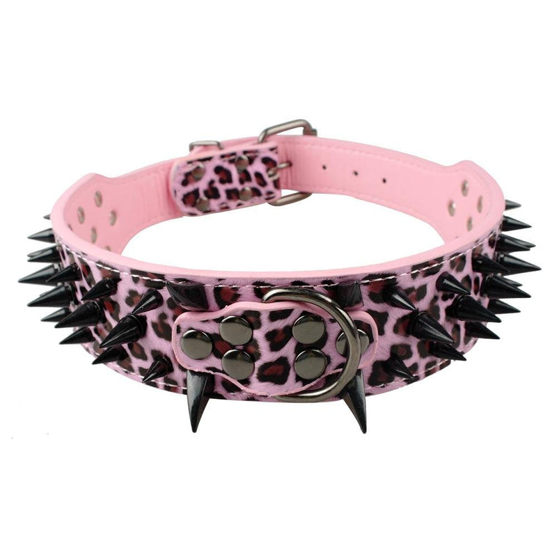 Benala Pet Dog Collar Adjustable Harness Spiked Studded Faux Leather Punk Rivet Dog Collar Pu Sharp Spikes Dog Supplies,Leopard,M - BeesActive Australia