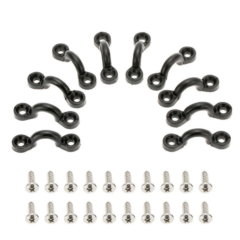 Docooler 10pcs Nylon Bungee Deck Loops Tie Down Pad Eye with 20 Screws for Boat Kayak Deck Rigging Kit - BeesActive Australia