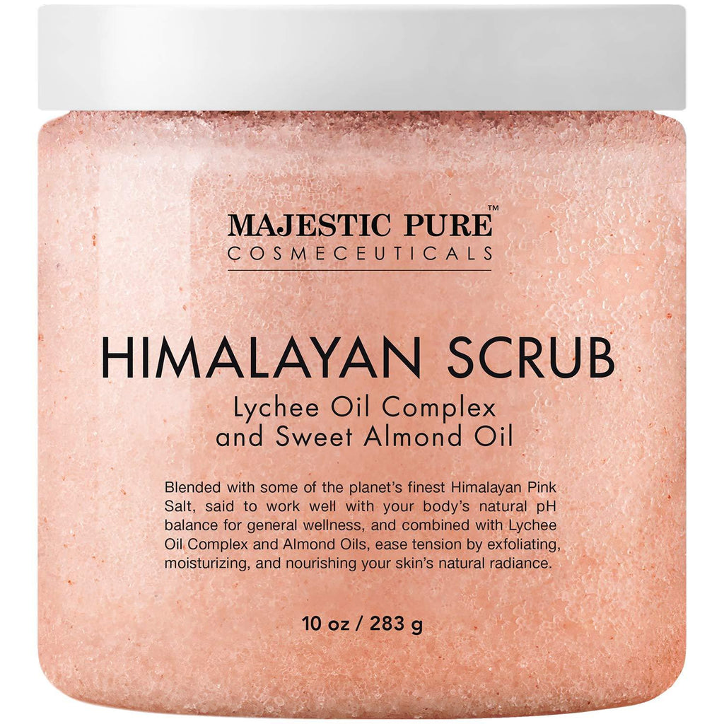 Majestic Pure Himalayan Salt Body Scrub with Lychee Oil, Exfoliating Salt Scrub to Exfoliate & Moisturize Skin, Deep Cleansing - 10 oz - BeesActive Australia