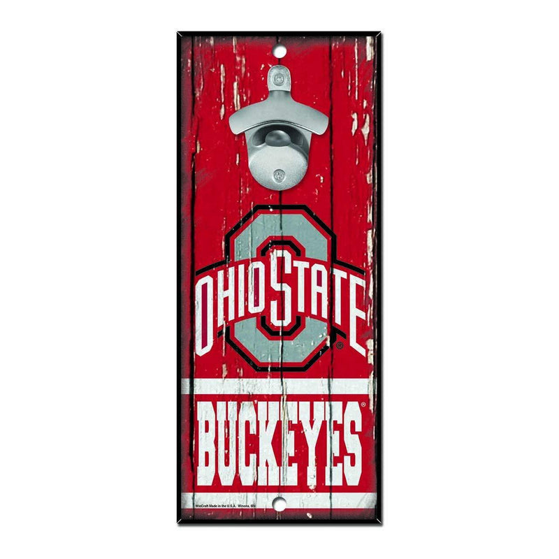 WinCraft NCAA Ohio State Buckeyes 5x11 Wood Sign Bottle Opener, Team Colors, 5"x11" - BeesActive Australia