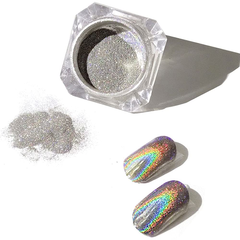 PrettyDiva 1g/Jar Laser Holographic Nail Powder Rainbow Chrome Nail Powder Manicure Pigment for Nail Art - BeesActive Australia