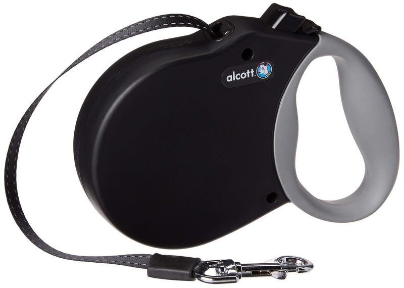 Alcott Adventure Retractable Dog Leash, Flat Belt with Reflective Stitching Medium Black - BeesActive Australia