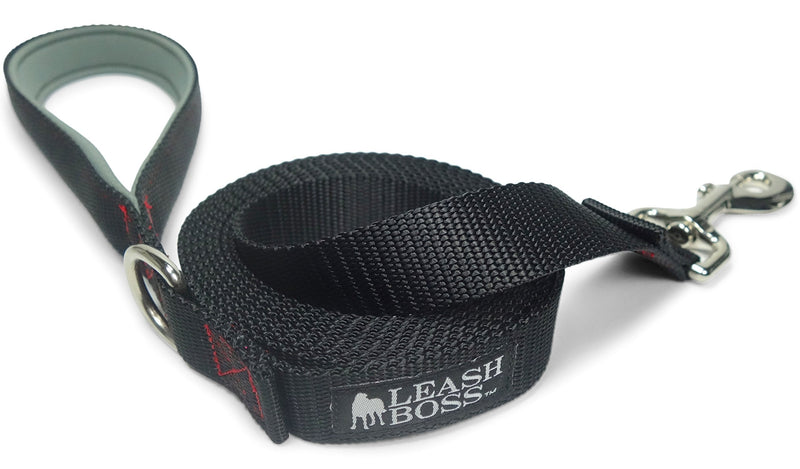 Leash Boss 3/4 Inch - 1 Inch | Training, Walking, Camping Lead for Medium and Large Dogs (10 - 15 Foot) 1" x 10 FT Black/Red/Grey - BeesActive Australia