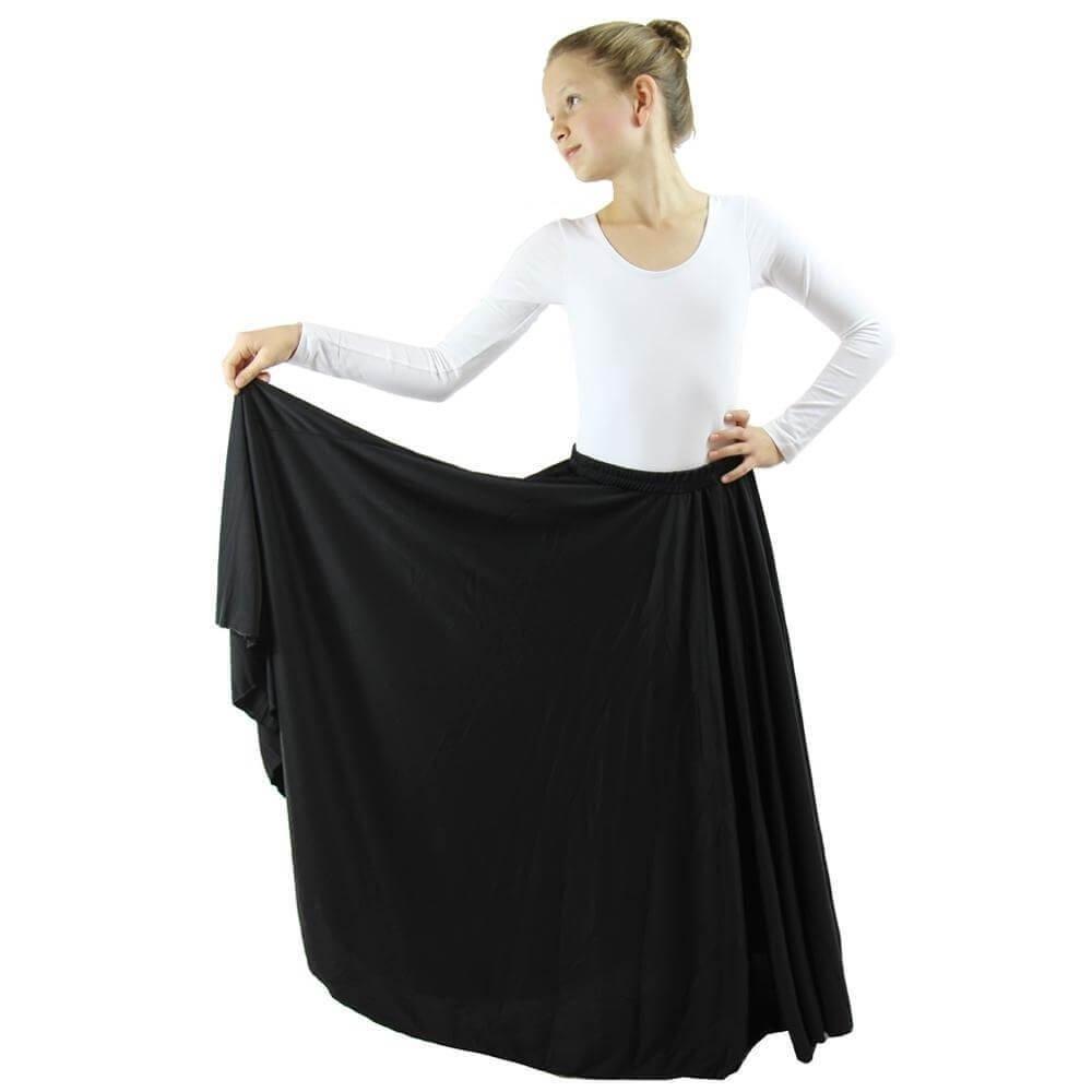 [AUSTRALIA] - Danzcue Girls Long Full Circle Dance Skirt Large-X-Large Black 