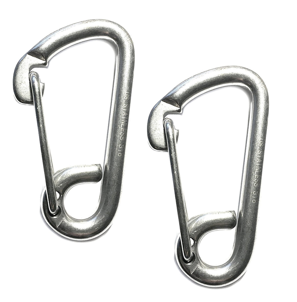 [AUSTRALIA] - 2 Pieces Stainless Steel 316 Spring Hook Carabiner 5/16" (8mm) Marine Grade Safety Clip 