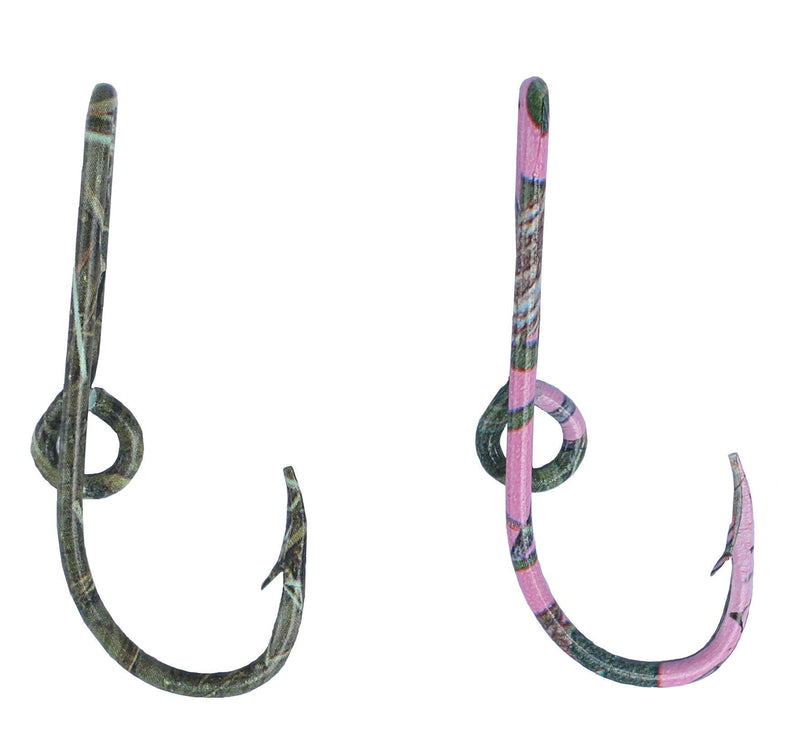 [AUSTRALIA] - BT Outdoors Custom Colored Eagle Claw Camo Hat Fish Hooks (Set of Two Hat Hook pins) One Camo and One Pink & Camo Hat Hook Clip 