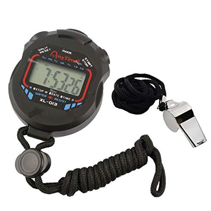 AKOAK Sports and Referee Digital Stopwatch Timer/W Bonus Stainless Steel Coach Whistle with Lanyard - BeesActive Australia