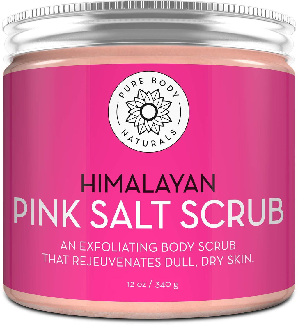 Pure Body Naturals Himalayan Salt Scrub, 12 ounces | Natural Face, Body, Hand, Foot and Skin Exfoliator | Facial Exfoliating Pink Salt with Sweet Almond Oil, Jojoba Oil, Vitamin E, and Aloe Vera - BeesActive Australia