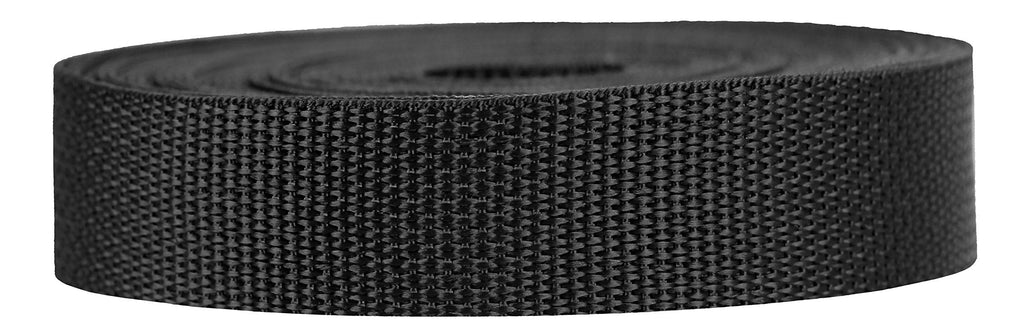Strapworks Lightweight Polypropylene Webbing - Poly Strapping for Outdoor DIY Gear Repair, Pet Collars, Crafts – 1 Inch by 10, 25, or 50 Yards, Over 20 Colors Black 1" x 10 yard - BeesActive Australia
