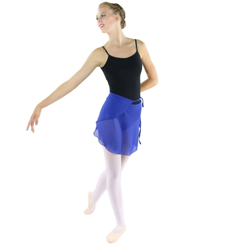 [AUSTRALIA] - Danzcue Womens Chiffon Ballet Dance Wrap Skirt with Waist Tie Medium-Large Royal 
