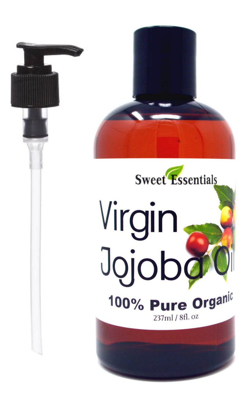 Premium Organic Unrefined Jojoba Oil, 8oz With Pump, Imported From Argentina, 100% Pure, Cold Pressed - For Hair, Skin & Nails - Best Natural Moisturizer - Hexane Free - BeesActive Australia