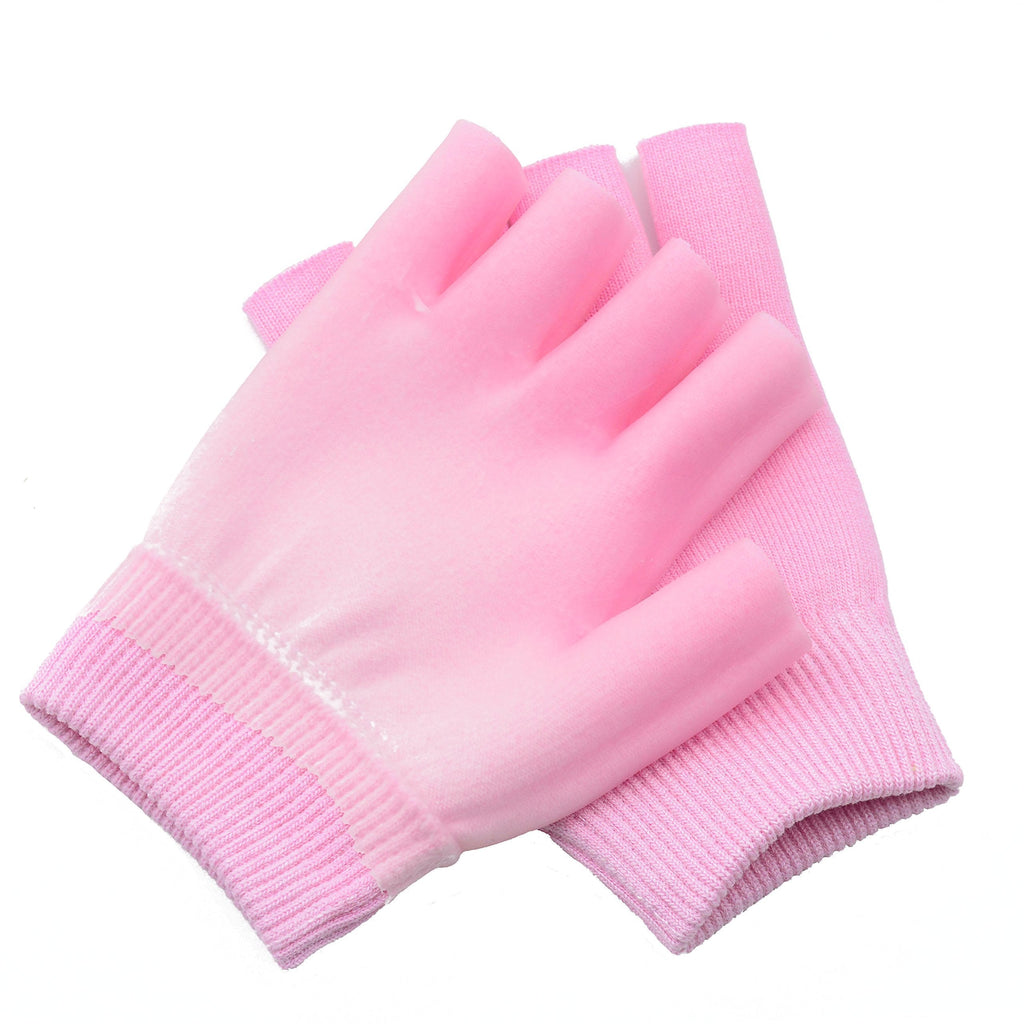 1 Pair Moisturizing Spa Gloves Half Finger Touch Screen Gloves Gel Glovers Gel Line with Essential Oils and Vitamin E for Dry Cracked Hand (Pink) Pink - BeesActive Australia