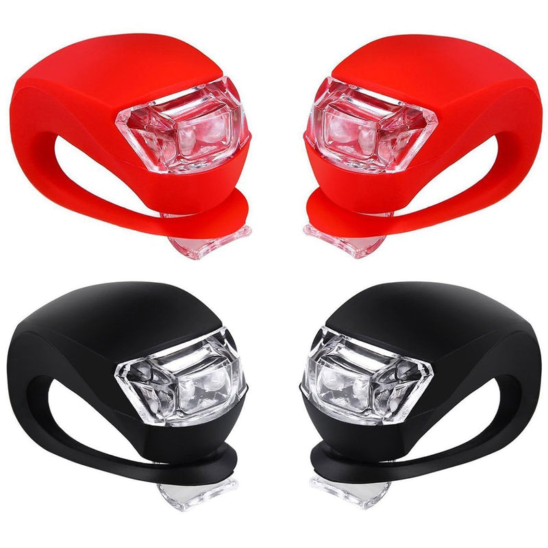 Malker Bicycle Light Front and Rear Silicone LED Bike Light Set - Bike Headlight and Taillight,Waterproof & Safety Road,Mountain Bike Lights,Batteries Included,4 Pack(2pcs White and 2pcs Red Light) - BeesActive Australia