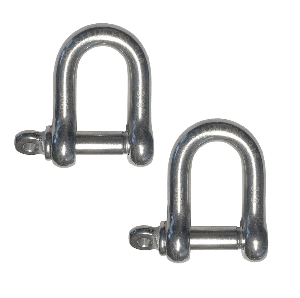 [AUSTRALIA] - 2 Pieces Stainless Steel 316 Forged D Shackle Marine Grade 3/8" (10mm) Dee 