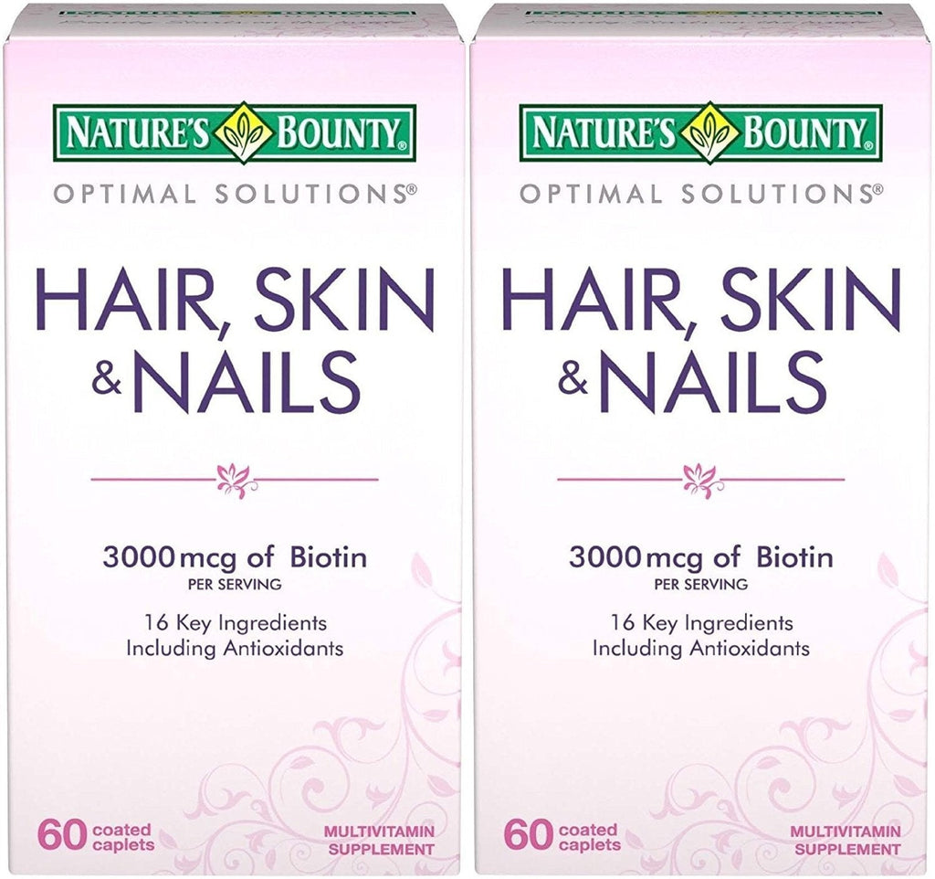 Nature's Bounty Optimal Solutions Hair, Skin & Nails Formula, 120 Coated Caplets (2 X 60 Count) - BeesActive Australia