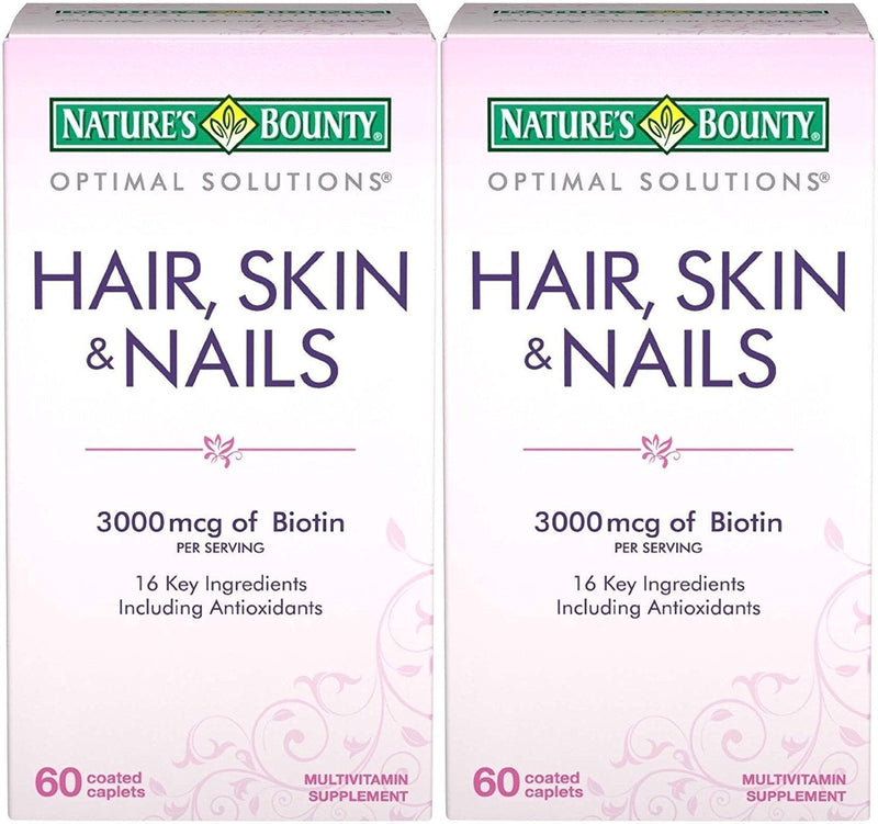 Nature's Bounty Optimal Solutions Hair, Skin & Nails Formula, 120 Coated Caplets (2 X 60 Count) - BeesActive Australia