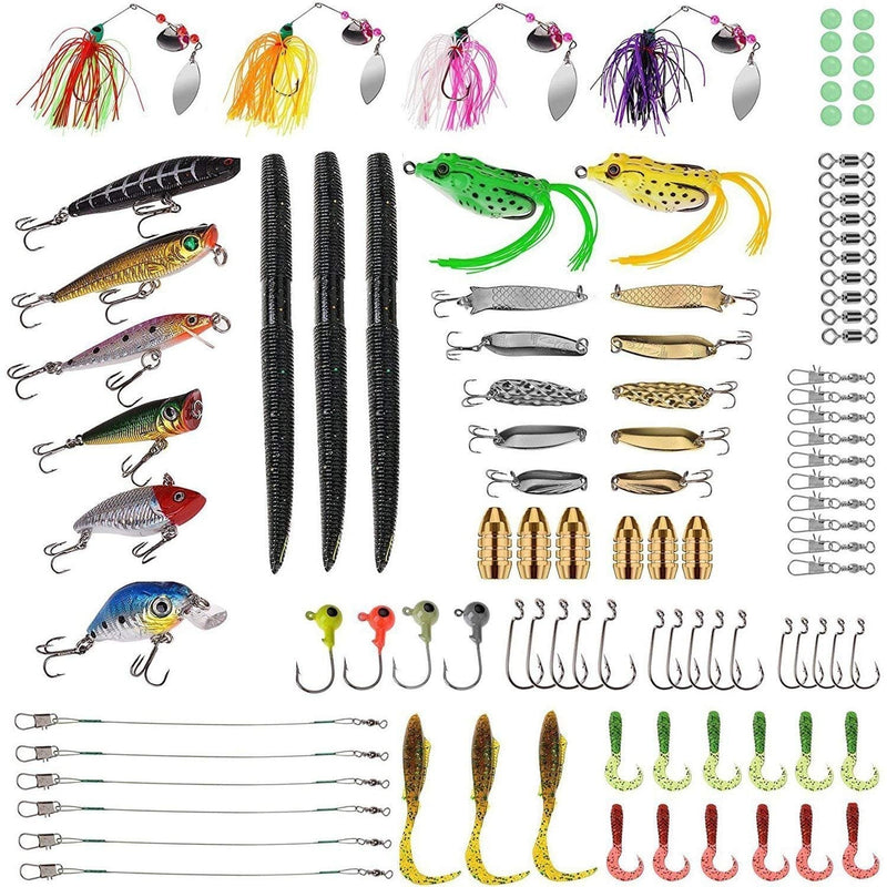[AUSTRALIA] - PLUSINNO Fishing Lures Baits Tackle Including Crankbaits, Spinnerbaits, Plastic Worms, Jigs, Topwater Lures, Tackle Box and More Fishing Gear Lures Kit Set, 102/67/27Pcs Fishing Lure Tackle 102Pcs Fishing Lures Kit 