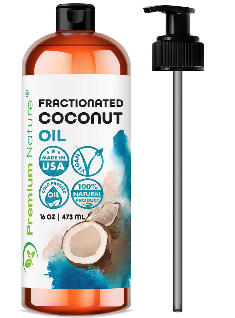 Fractionated Coconut Oil, Skin Moisturizer, Natural Carrier Oil, Therapeutic, Odorless, 16 Oz by Premium Nature by Premium Nature - BeesActive Australia