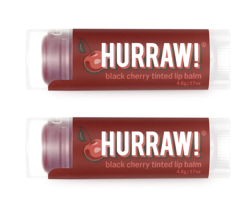 Hurraw! Black Cherry Tinted Lip Balm, 2 Pack: Organic, Certified Vegan, Cruelty and Gluten Free. Non-GMO, 100% Natural Ingredients. Bee, Shea, Soy and Palm Free. Made in USA - BeesActive Australia