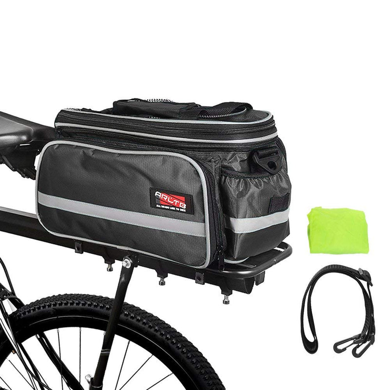 Arltb Bike Rear Bag (3 Colors) 15-25L Waterproof Bicycle Trunk Bag with Rain Cover Shoulder Strap Bike Pannier Tail Back Seat Bag Package Handbag Bike Accessories for Road Bikes Mountain Black- - BeesActive Australia
