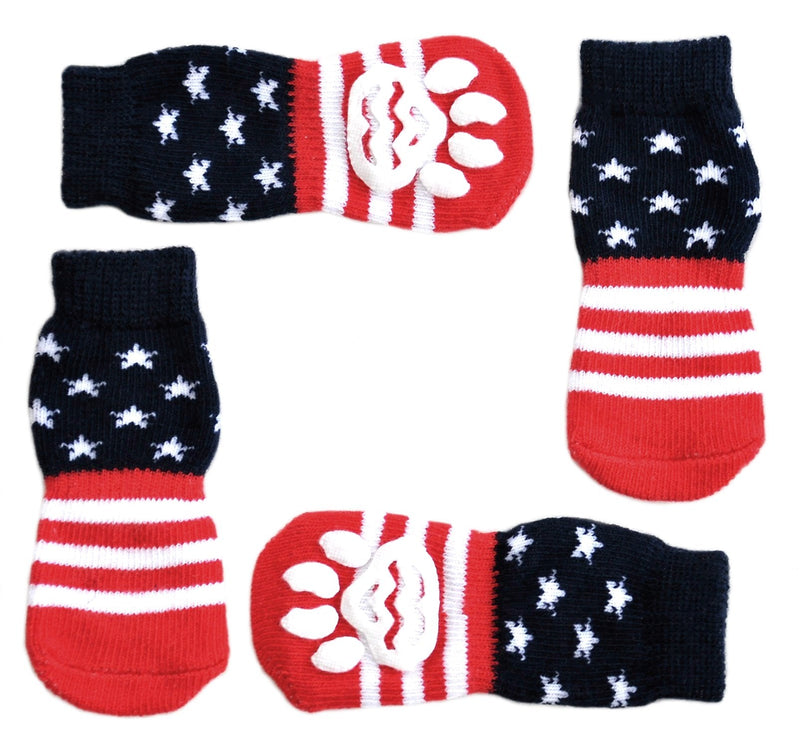 Posch Anti-Slip Knit Socks for Pets with Traction Soles for Indoor Wear. Slip On Paw Protectors for Small and Medium Breed Dogs. Stars and Stripes - BeesActive Australia
