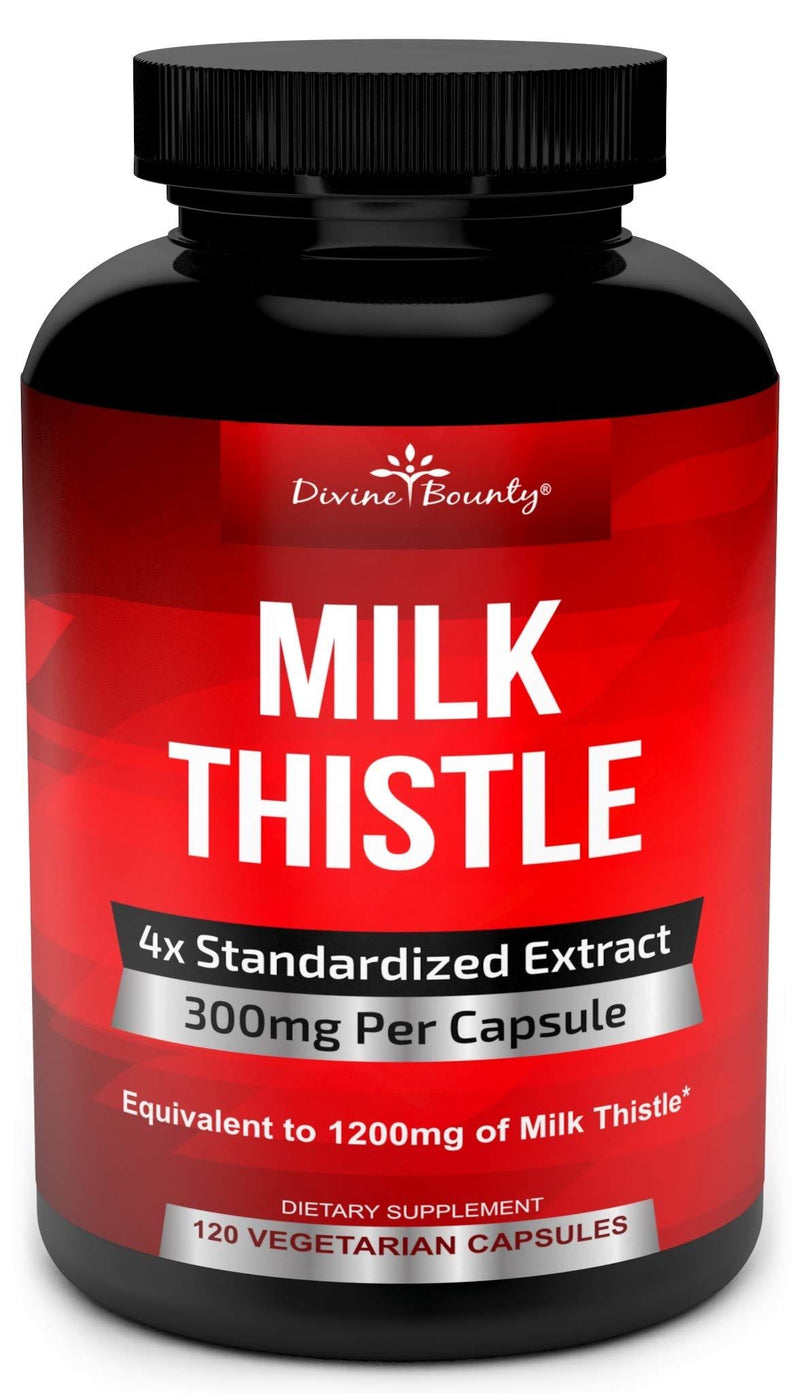 Pure Milk Thistle Capsules Supplement - A Potent 1200mg Milk Thistle Supplement with 4X Concentrated Extract (Standardized) 120 Vegetarian Capsules - BeesActive Australia