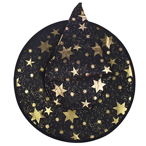 Lux Accessories Halloween Red See Through and Gold Tone Star Witch Hat Black - BeesActive Australia